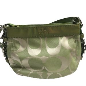 Coach  Zoe Logo Jacquard Lime Green Shoulder Bag